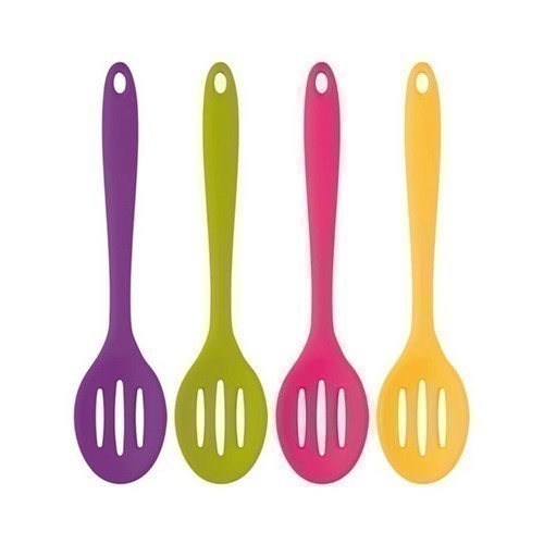 CUCHARA RANURADA SILICONA VERSA 28CMS COLORES SURT